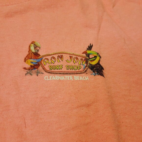 Vtg Ron Jon Surf Shop Coral Pink T-Shirt Sz Lg - Picture 4 of 8